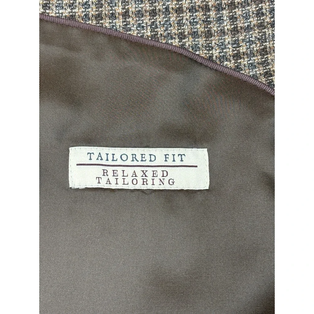 Jos A Bank 1905 X Tollegno 1900 Mens 44 Short Brown Houndstooth Wool Sport Coat